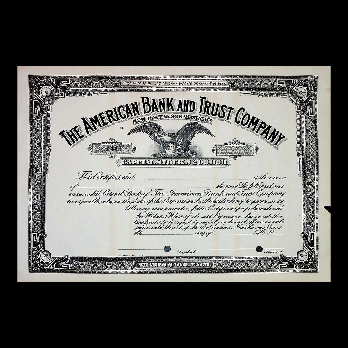 American Bank and Trust Company Stock Certificate