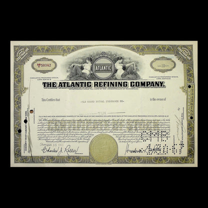 Atlantic Refining Company Stock Certificate from 1952