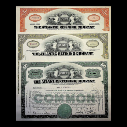 Atlantic Refining Company Stock Certificate from 1952