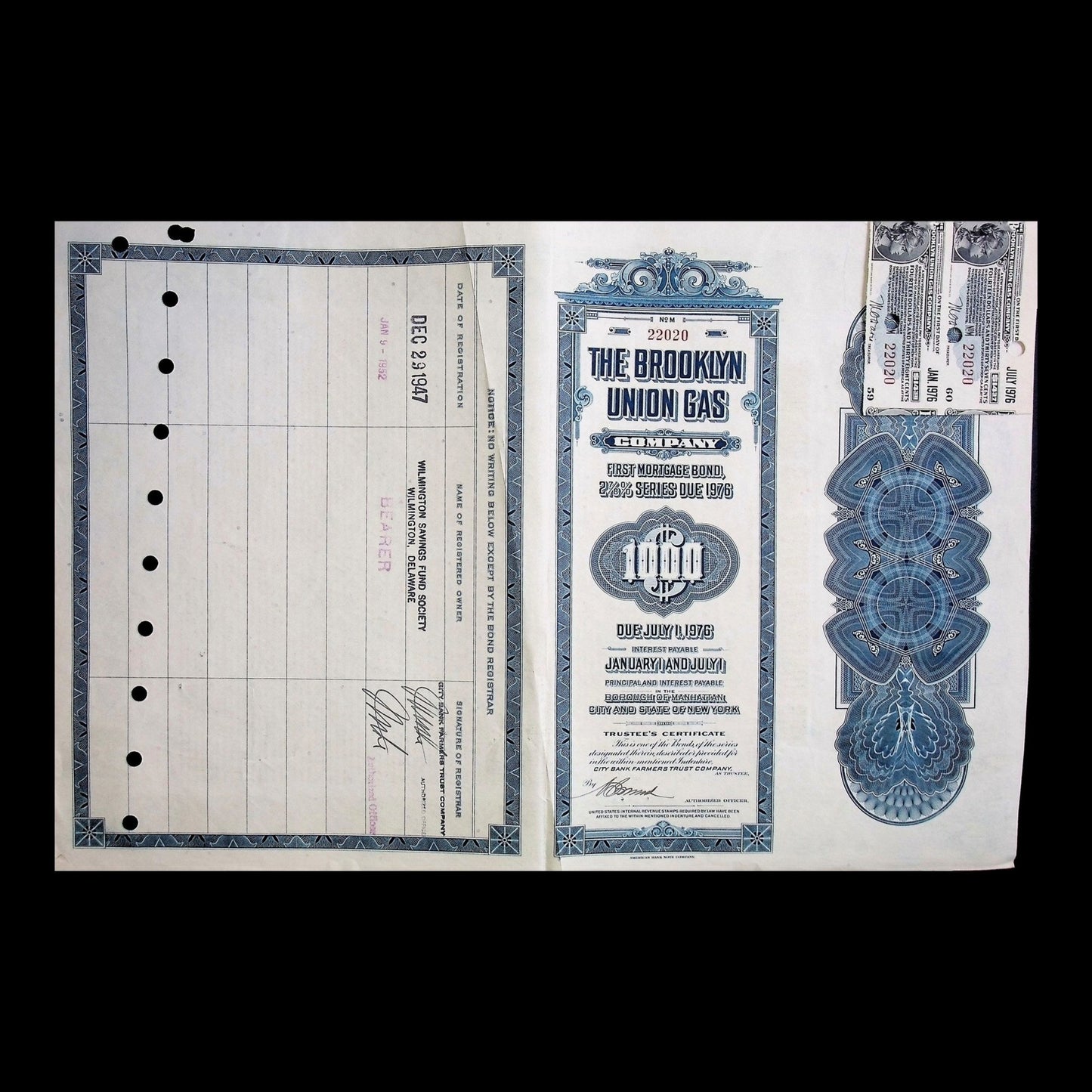 Brooklyn Union Gas Company Bond from 1976