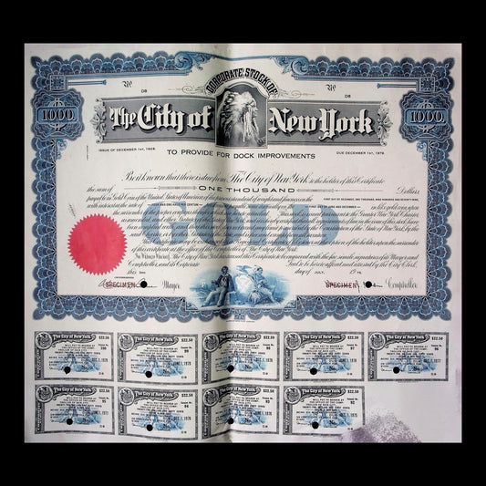 The City of New York Dock Improvement Bond from 1929