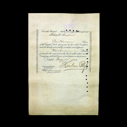 The Edison Portland Cement Company Stock Certificate from 1899