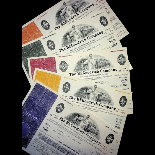 BF Goodrich Bond Certificates from 1970s Tire & Rubber