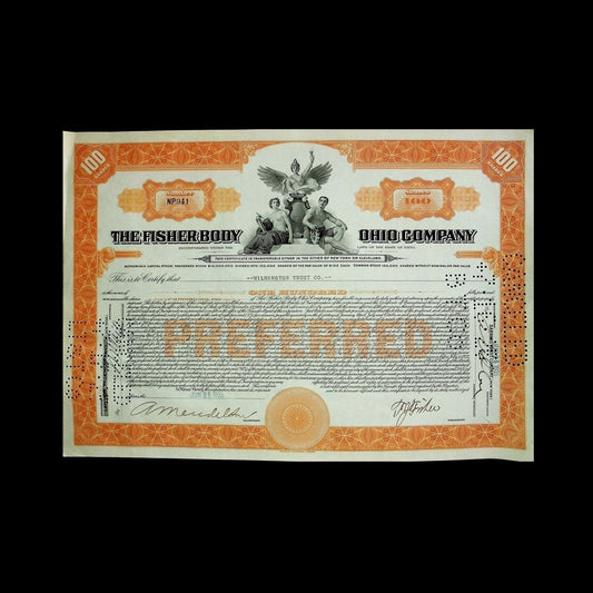 The Fisher Body Ohio Company Stock Certificate