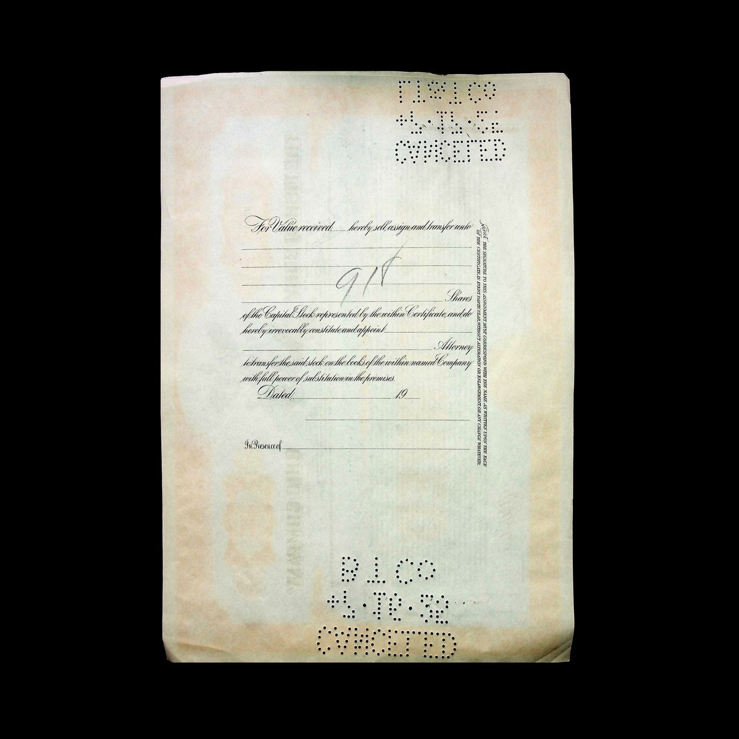 The Fisher Body Ohio Company Stock Certificate