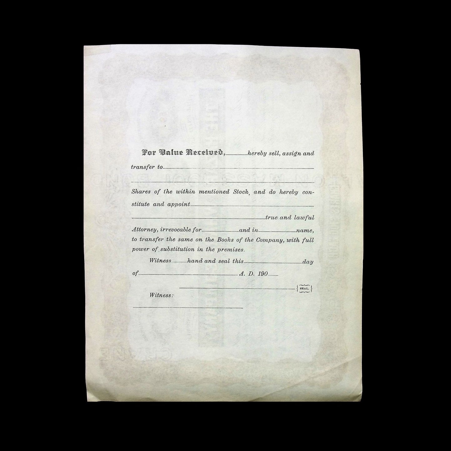 The Hazard Wharf Company of Baltimore City Stock Certificate