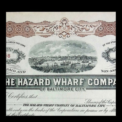 The Hazard Wharf Company of Baltimore City Stock Certificate