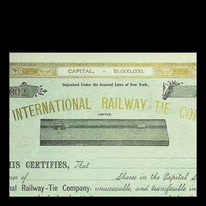 International Railway-Tie Company Stock Certificate from 1880s