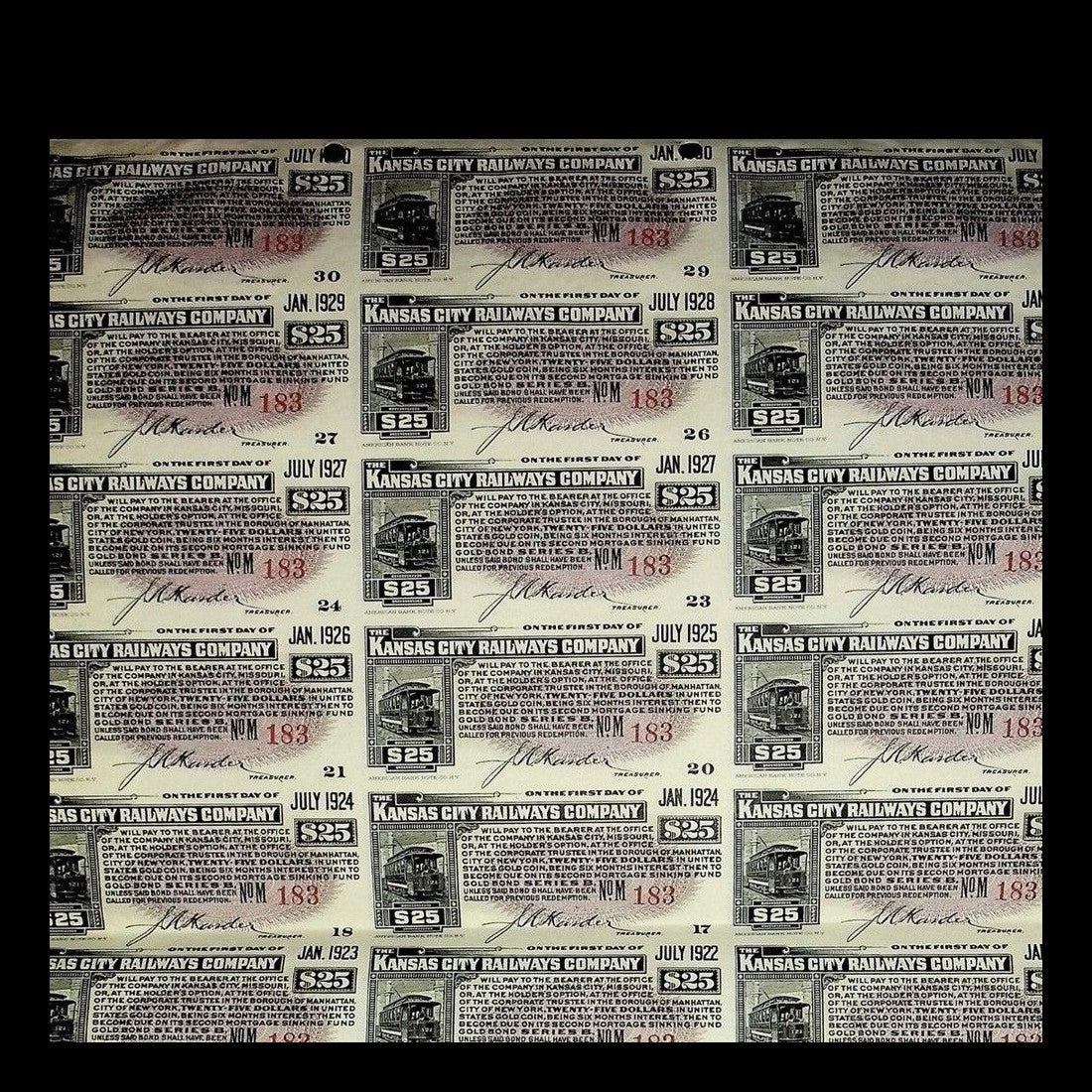 Kansas City Railways Company Gold Bond Certificate