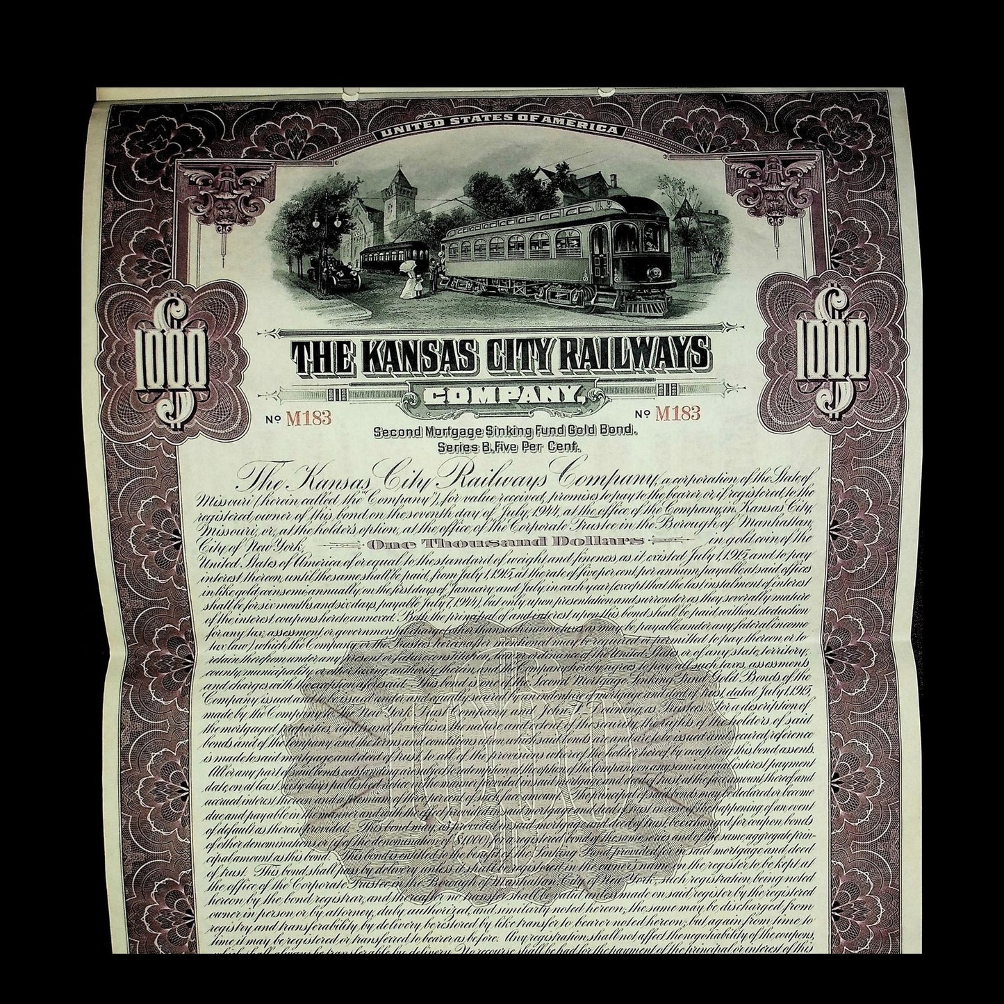 Kansas City Railways Company Gold Bond Certificate