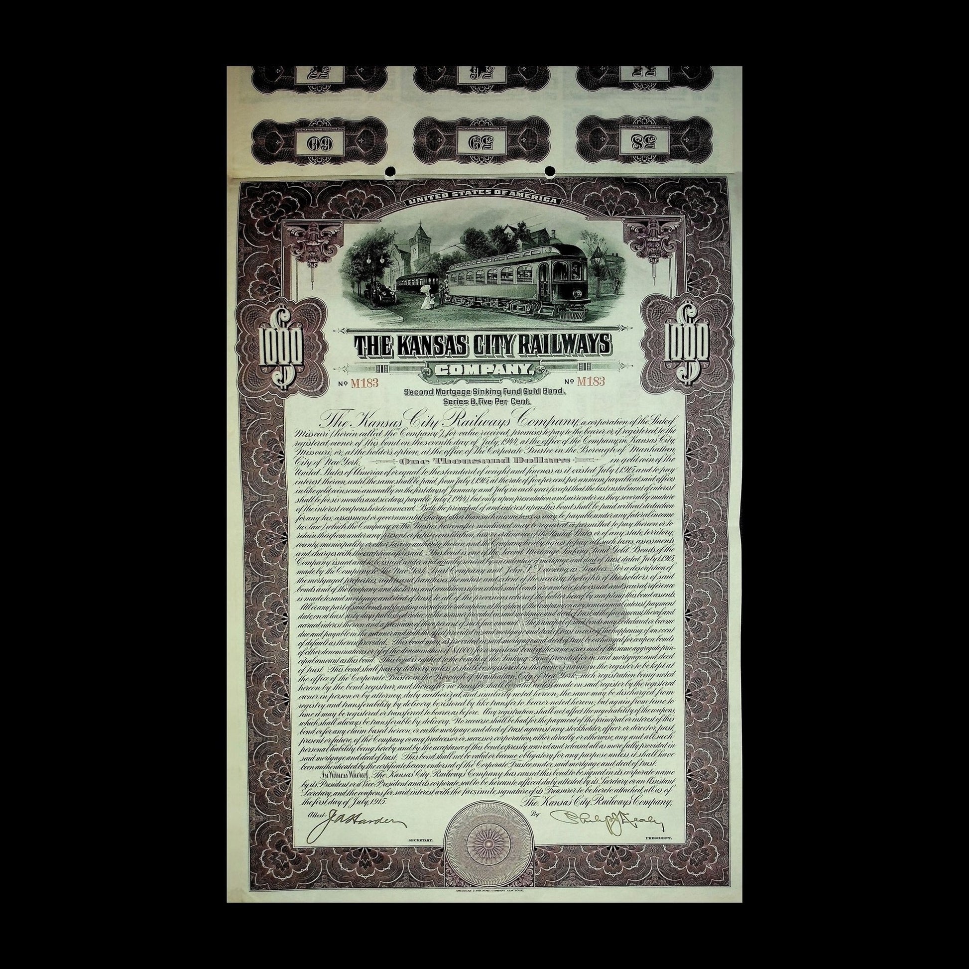 Kansas City Railways Company Gold Bond Certificate