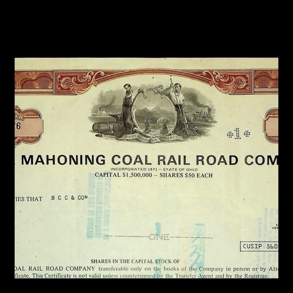 The Mahoning Coal Rail Road Company Stock Certificate from 1974