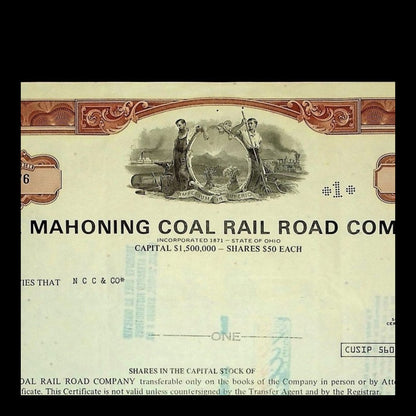 The Mahoning Coal Rail Road Company Stock Certificate from 1974