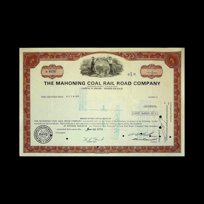 The Mahoning Coal Rail Road Company Stock Certificate from 1974