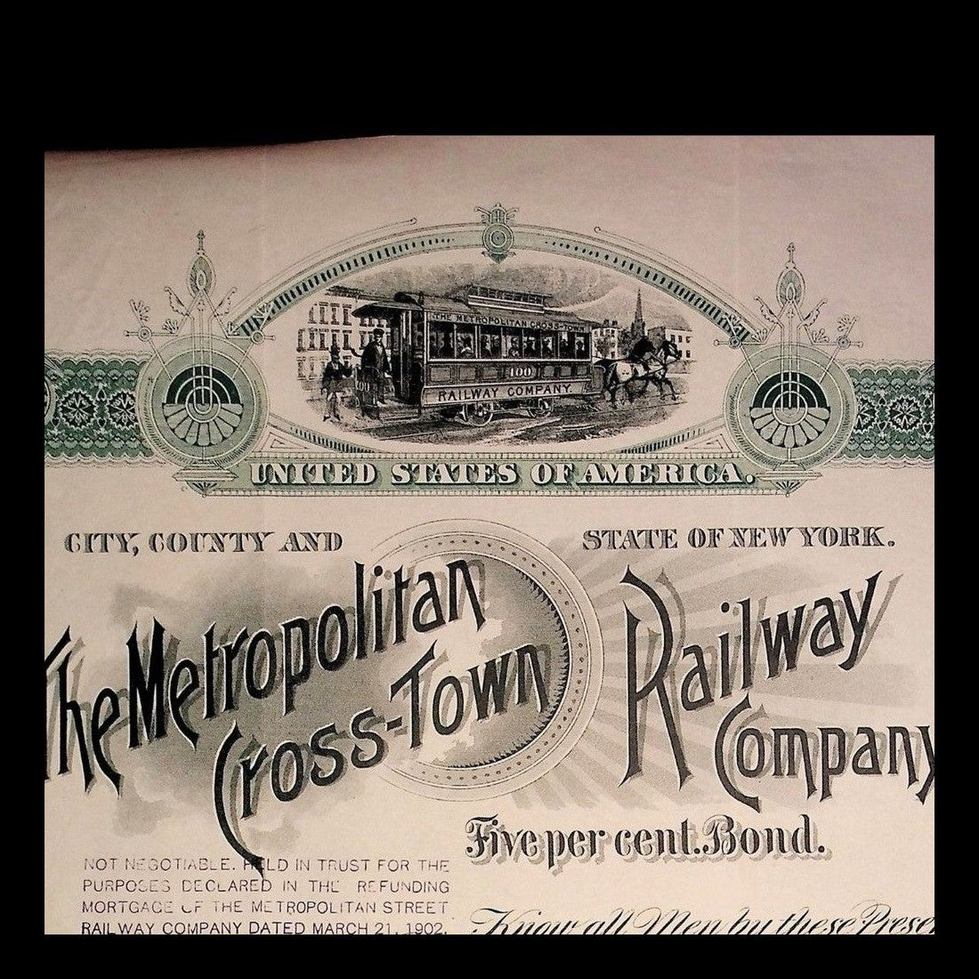 Metropolitan Cross-Town Railway Company Bond from 1902