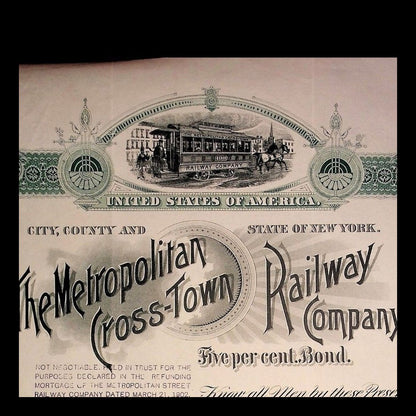 Metropolitan Cross-Town Railway Company Bond from 1902