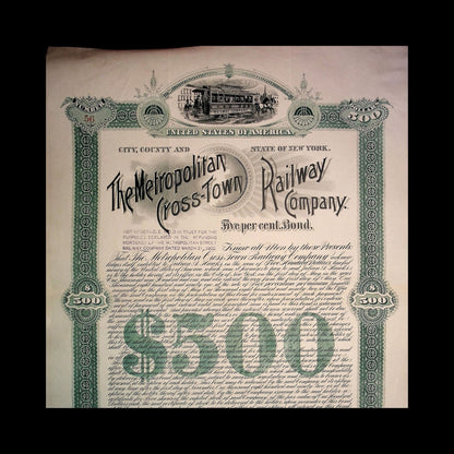 Metropolitan Cross-Town Railway Company Bond from 1902