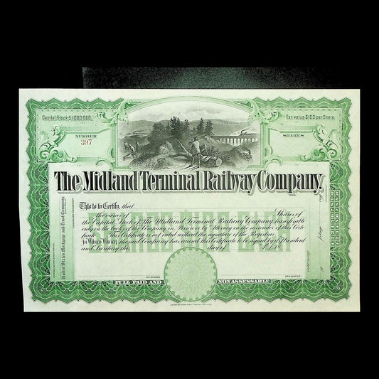 Midland Terminal Railway Company Stock Certificate