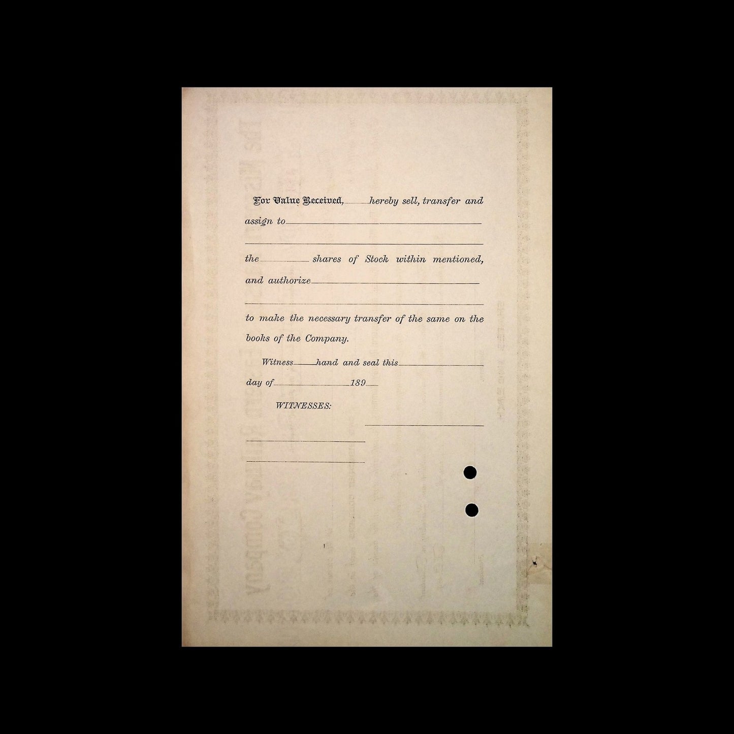 Missouri, Kansas and Eastern Railway Company Stock Certificate from 1890s