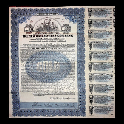 New Haven Arena Company Bond from Early 1900s