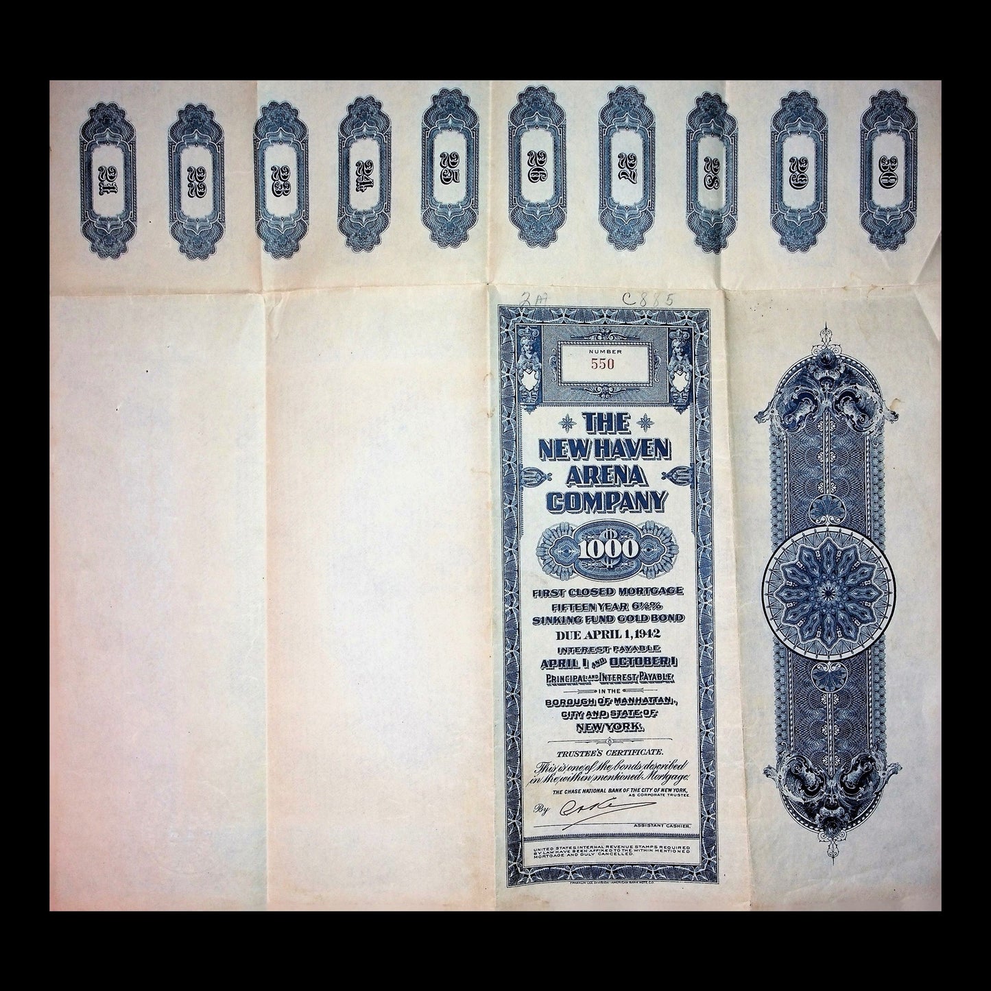 New Haven Arena Company Bond from Early 1900s