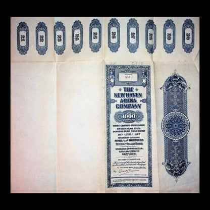 New Haven Arena Company Bond from Early 1900s