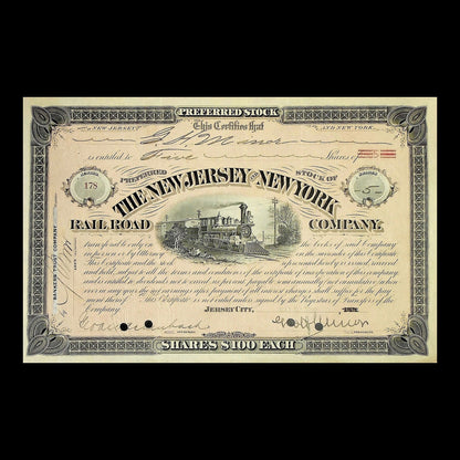 The New Jersey & New York Railroad Company Stock Certificate