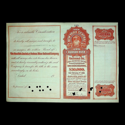 New York Central and Hudson River Railroad Company Bond from 1891