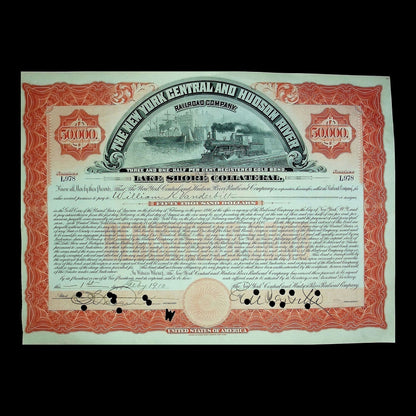 New York Central and Hudson River Railroad Company Bond from 1891