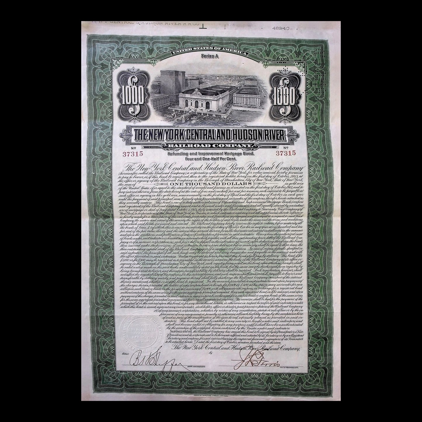 New York Central and Hudson River Railroad Bond from 1900s