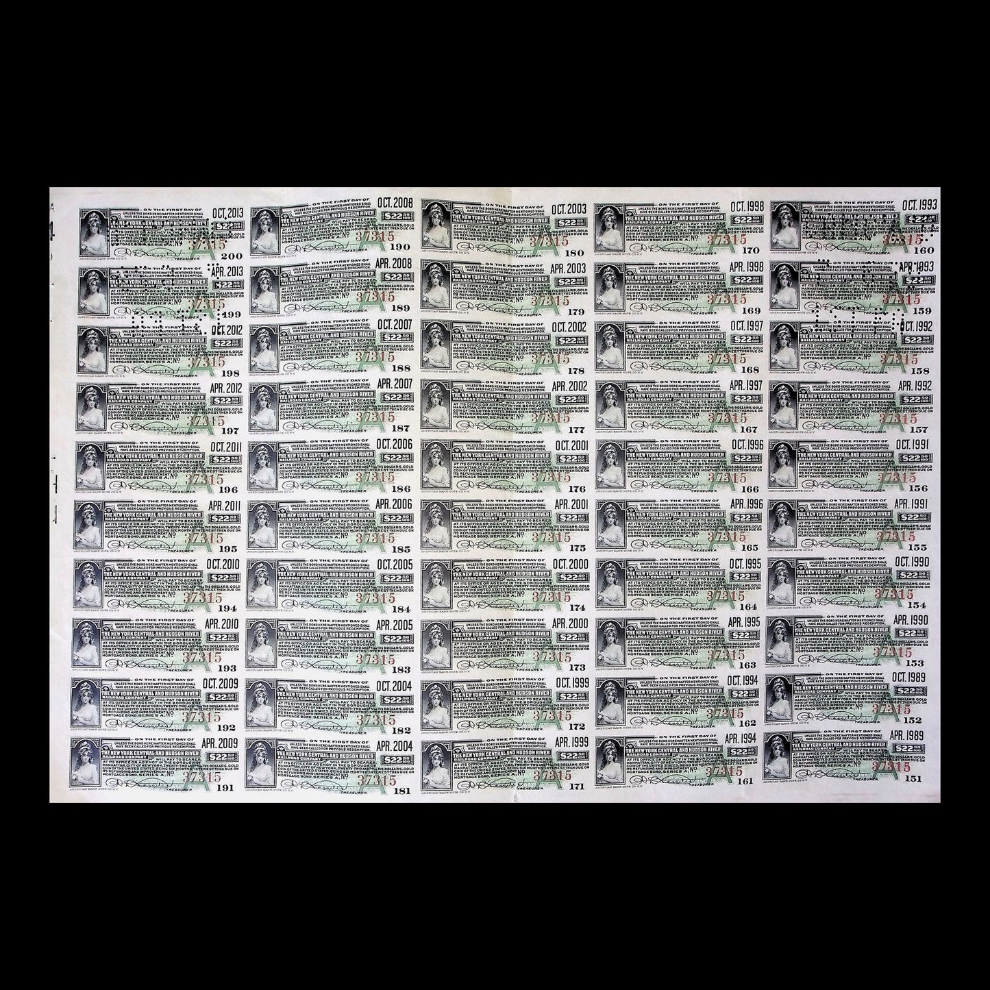 New York Central and Hudson River Railroad Bond from 1900s