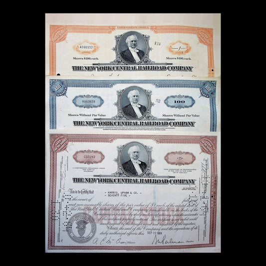 New York Central Railroad Company Stock Certificate from 1950s - 60s