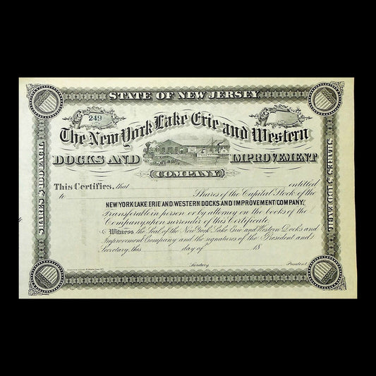 New York Lake Erie and Western Docks Stock Certificate