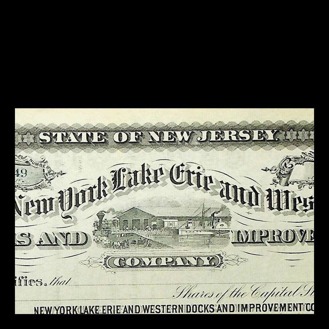 New York Lake Erie and Western Docks Stock Certificate