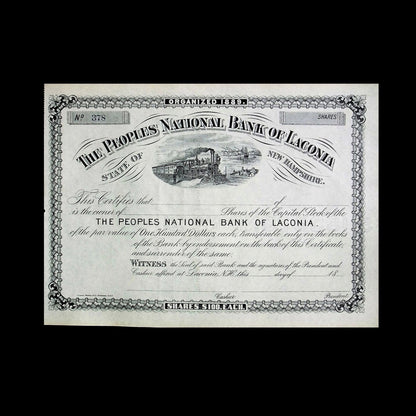 The People's National Bank of Laconia Stock Certificate from 1956