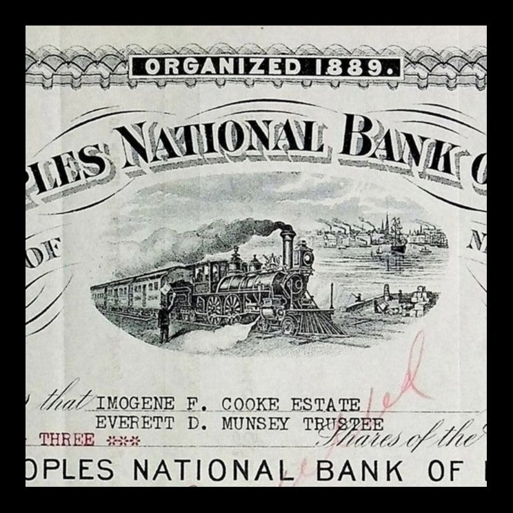 The Peoples National Bank of Laconia Stock Certificate from 1957