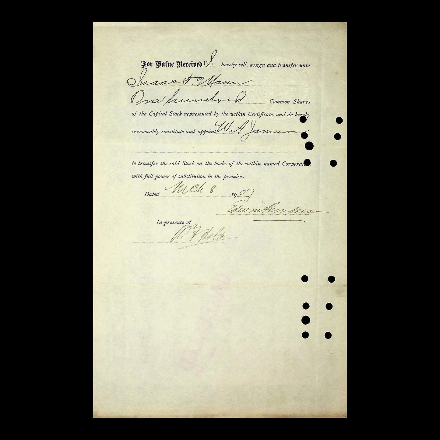 The Pocahontas Consolidated Company Stock Certificate from 1906