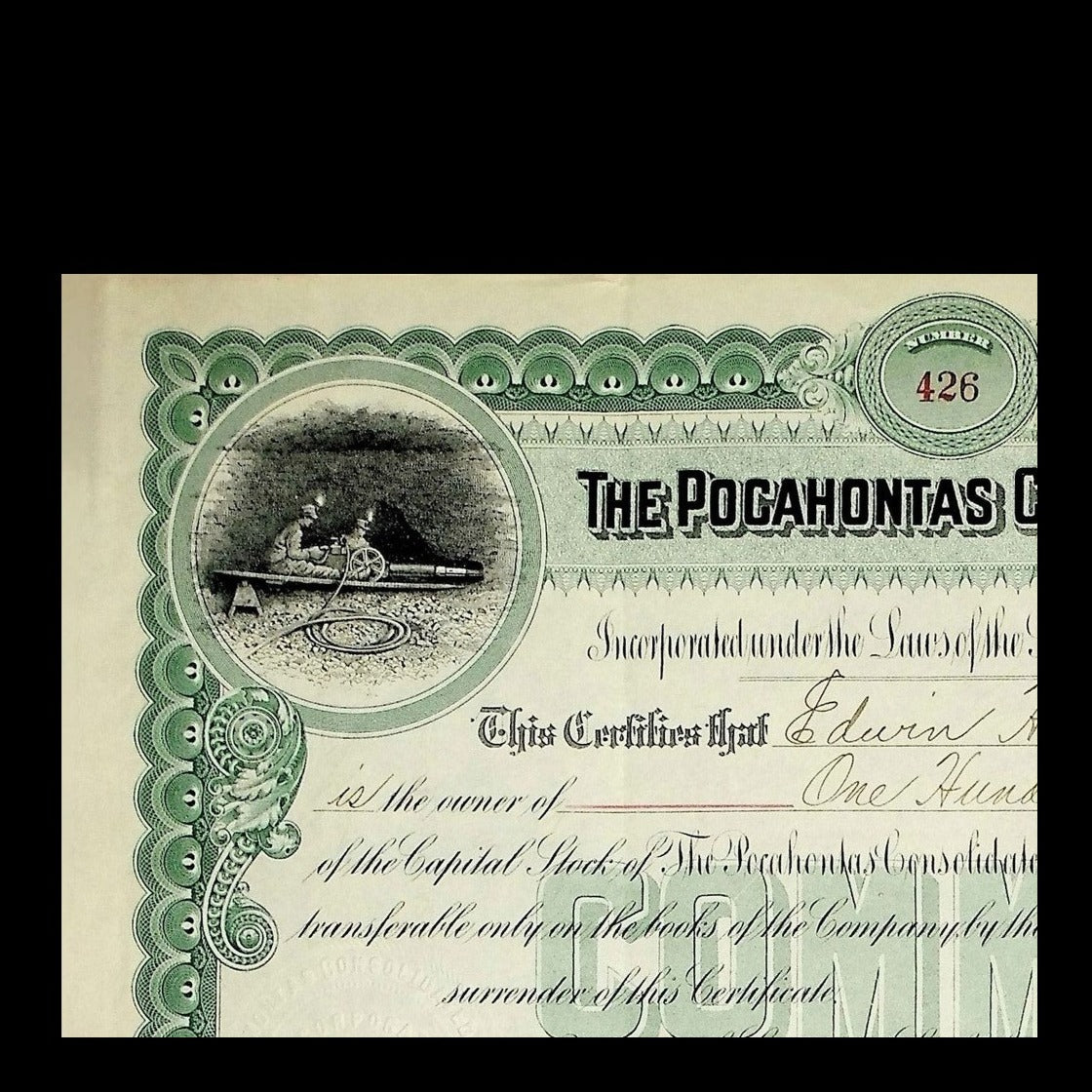 The Pocahontas Consolidated Company Stock Certificate from 1906