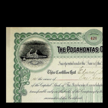 The Pocahontas Consolidated Company Stock Certificate from 1906