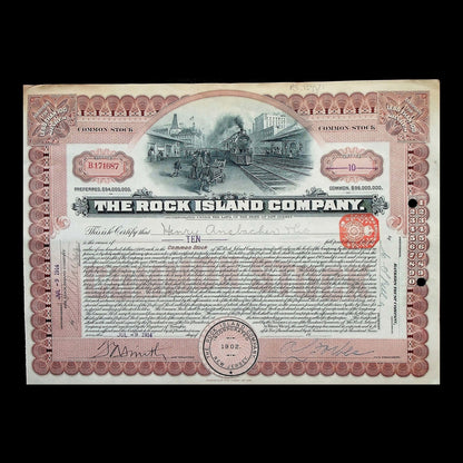 The Rock Island Company Stock Certificate from 1914