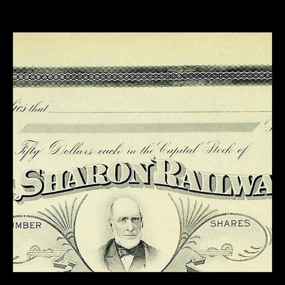The Sharon Railway Stock Certificate from 19th Century