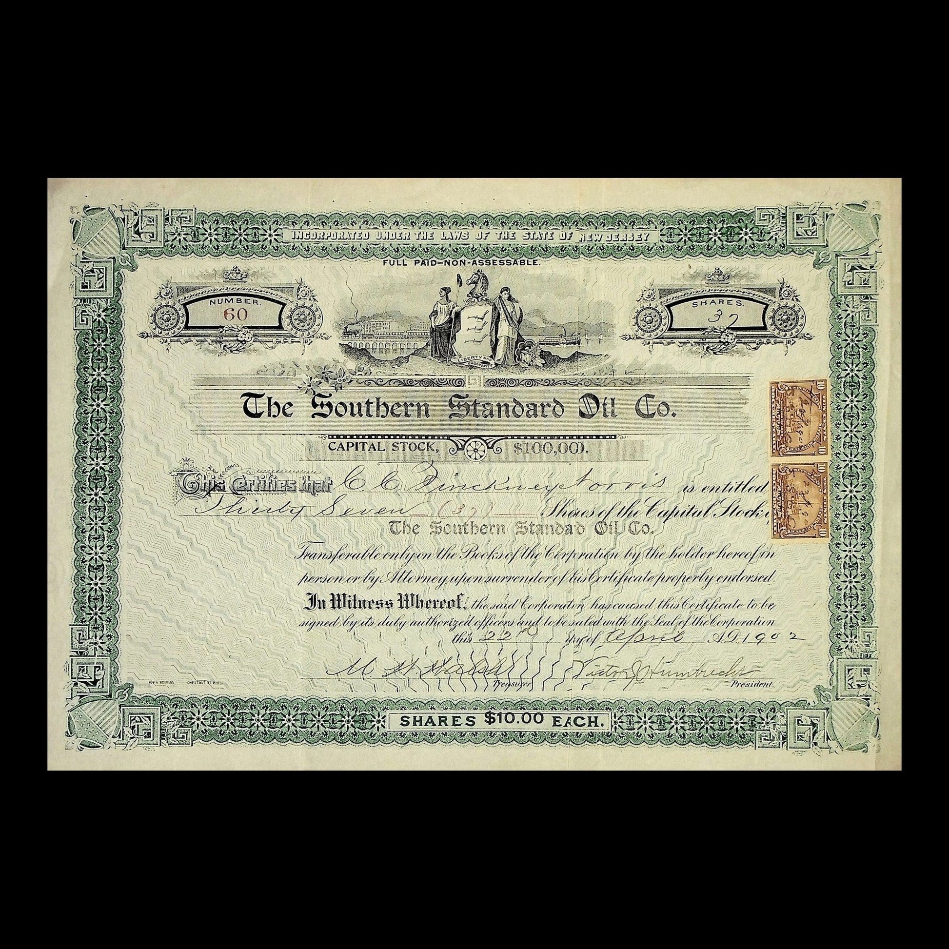 The Southern Standard Oil Co. Stock Certificate from 1902