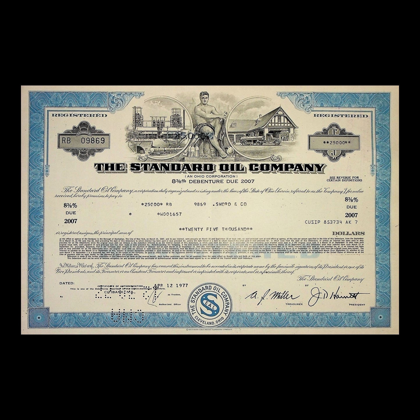 The Standard Oil Company Bond Certificate from 1970s