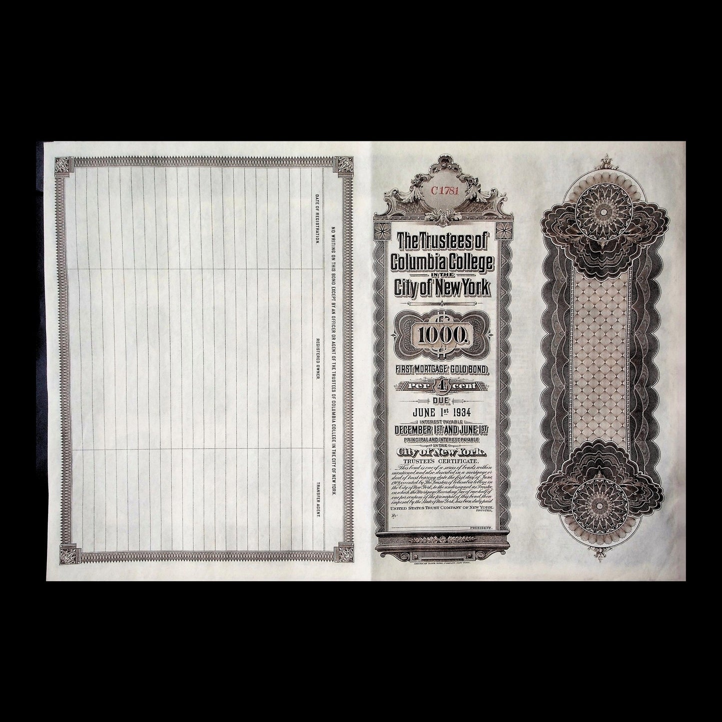 The Trustees of Columbia College Gold Bond from 1902