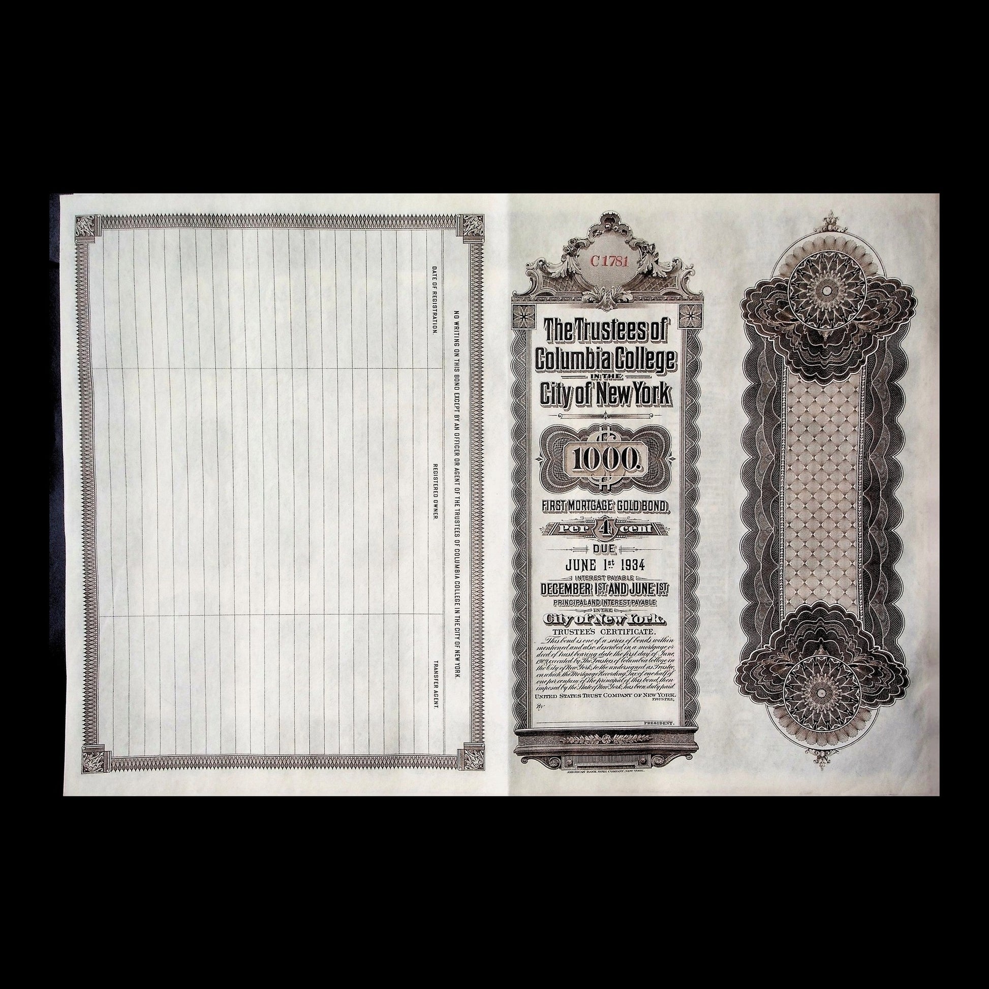 The Trustees of Columbia College Gold Bond from 1902