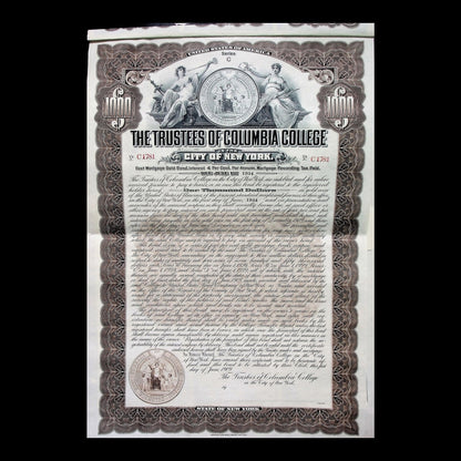 The Trustees of Columbia College Gold Bond from 1902