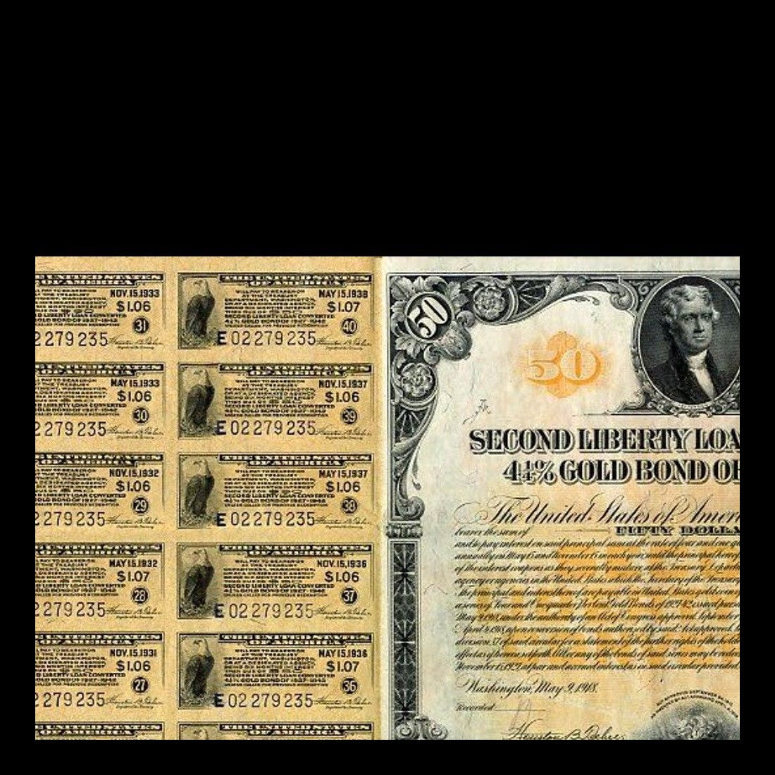 United States Second Liberty Loan Gold Bond from 1927
