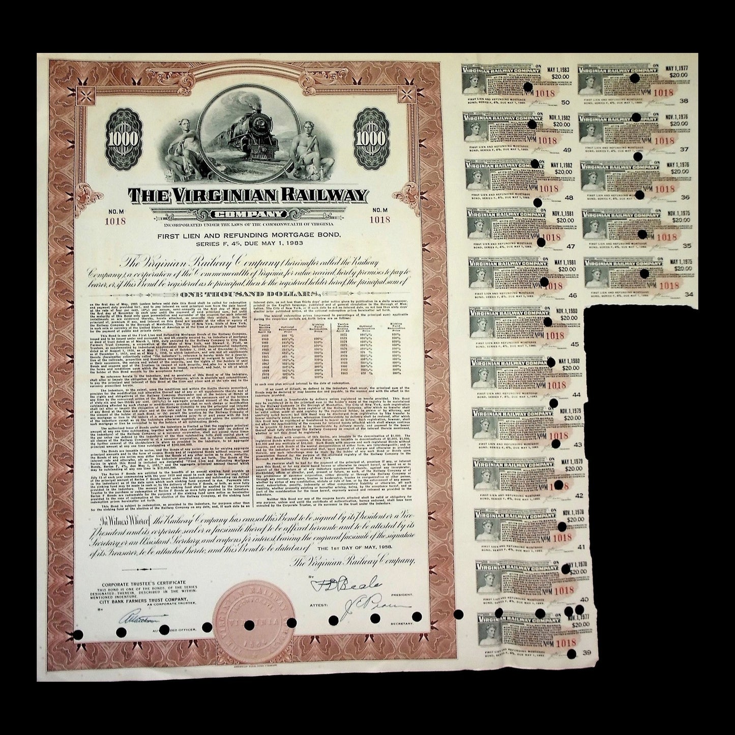 The Virginian Railway Company Bond from 1959