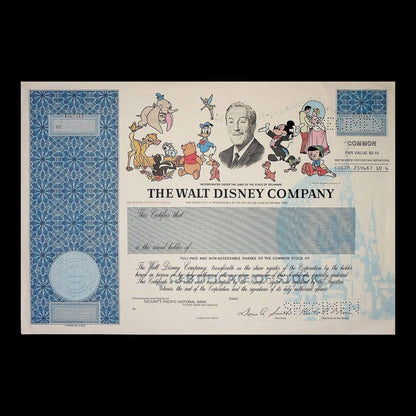 Walt Disney Company Stock Certificate