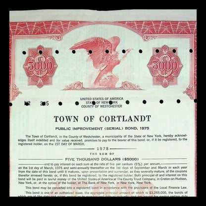Town of Cortlandt Bond from 1978